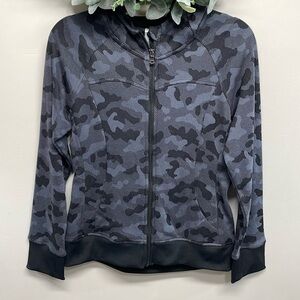 NWOT ZYIA Active Charcoal Camo Pivot Hoodie Full Zip Hooded Sweatshirt Jacket S